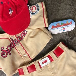 American Girl Cream and Red Dog Baseball Outfit